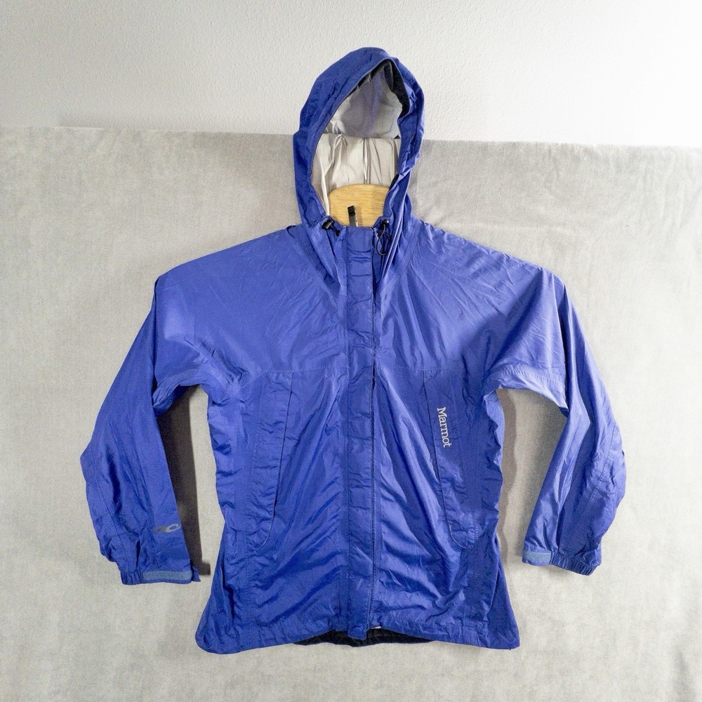 Marmot Full Zip Hooded Parka Jacket Womens Small Purple Water Resistant *Read*